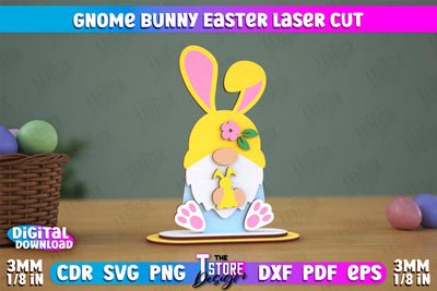 Gnome Bunny Easter | Easter Bunny | Easter Design | Home Décor | CNC File SVG The T Store Design 