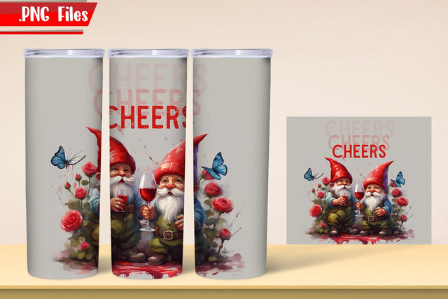 Gnome Cheers Tumbler Wrap | Gnomes Tumbler Wrap PNG Files Sublimation zafrans studio 