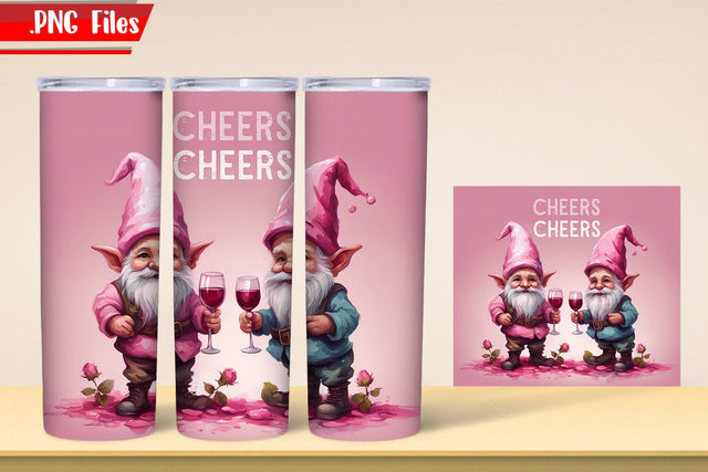 Gnome Cheers Tumbler Wrap | Gnomes Tumbler Wrap PNG Files Sublimation zafrans studio 