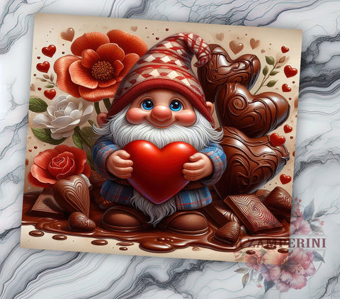 Gnome Chocolate 20oz Tumbler Wrap PNG, Chocolate Lover Tumbler PNG Sublimation Design, Straight & Tapered Tumbler Wrap, Instant Digital Download Sublimation Li Zamperini 