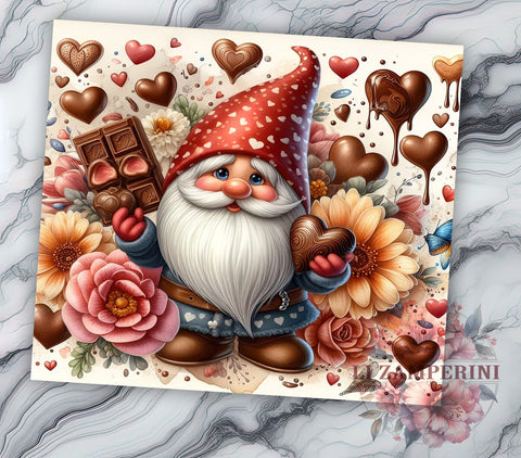Gnome Chocolate 20oz Tumbler Wrap PNG, Chocolate Lover Tumbler PNG Sublimation Design, Straight & Tapered Tumbler Wrap, Instant Digital Download Sublimation Li Zamperini 