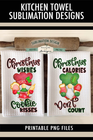 Gnome Christmas Cookies Kitchen Towel Sublimation Designs Sublimation Ewe-N-Me Designs 