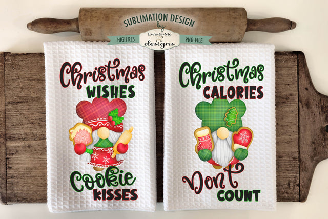 Gnome Christmas Cookies Kitchen Towel Sublimation Designs Sublimation Ewe-N-Me Designs 
