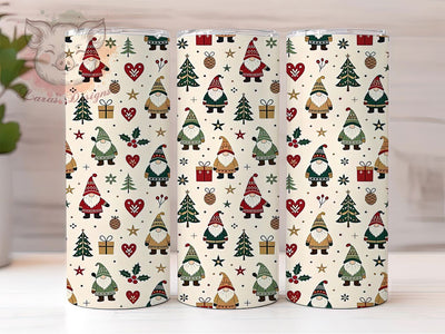 Gnome Christmas Pattern 20oz Tumbler, Gnome Pattern Motif, Christmas Theme, Holiday Charm, Winter Accent, Festive Design, Sublimation Wrap, 20oz Tumbler Sublimation Lara' s Designs 