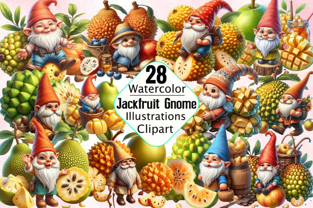 Gnome Clipart, Jackfruit Gnome Sublimation Clipart Bundle Sublimation SVGArt 
