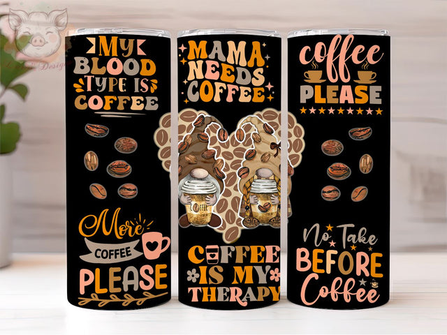 Gnome Coffee 20oz Skinny Tumbler, Coffee Gnomes Lover Caffeine Vibe Cute Gift Tumbler Png, Sublimation Design, Digital, Digital Download PNG Sublimation Lara' s Designs 