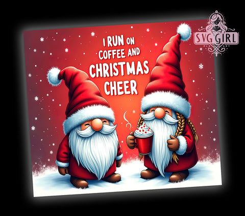 Gnome Coffee and Christmas Cheer 20oz Tumbler Wrap Sublimation Design, Straight Tapered Tumbler Wrap, Christmas Gnomes Tumbler Png, Instant Digital Download Sublimation SvggirlplusArt 