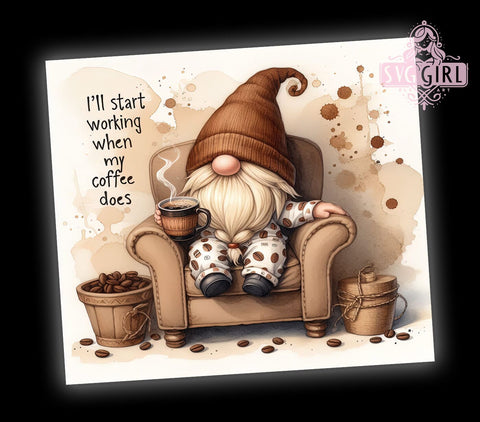 Gnome Coffee Tumbler, Coffee Quote Tumbler, 20oz Sublimation, Cute Gnome Decor, Coffee Lover Gift, Funny Gnome Drinkware, Instant Digital Download Sublimation SvggirlplusArt 