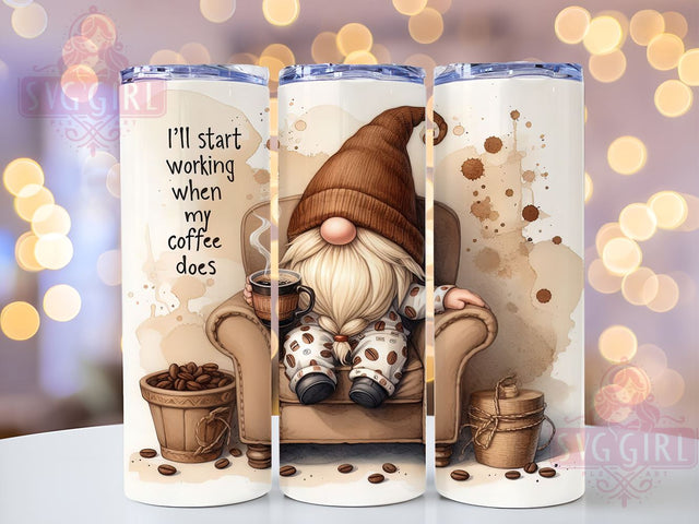Gnome Coffee Tumbler, Coffee Quote Tumbler, 20oz Sublimation, Cute Gnome Decor, Coffee Lover Gift, Funny Gnome Drinkware, Instant Digital Download Sublimation SvggirlplusArt 