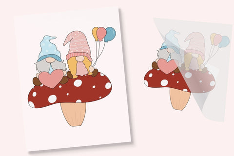 Gnome Couple Balloons DTF Transfer Physical So Fontsy T-Shirt Iron-On Transfer Shop