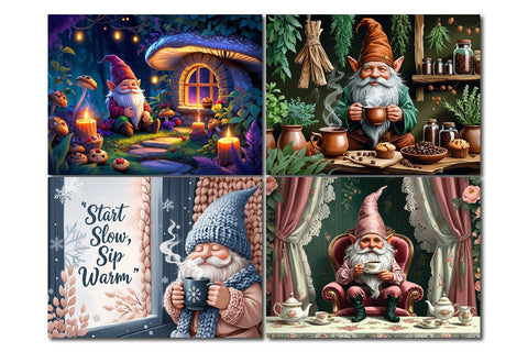 Gnome cutting board design, cozy woodland gnome art Sublimation Paper Switch 