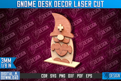 Gnome Desk Decor Laser Cut | Gnome Laser Cut Design | CNC File SVG Fly Design 