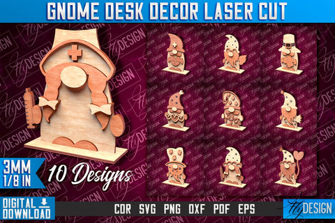 Gnome Desk Decor Laser Cut | Gnome Laser Cut Design | CNC File SVG Fly Design 