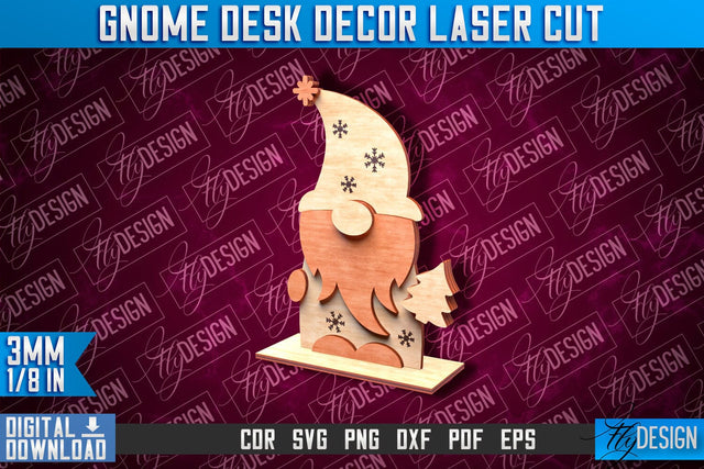Gnome Desk Decor Laser Cut | Gnome Laser Cut Design | CNC File SVG Fly Design 