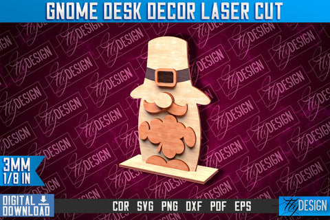 Gnome Desk Decor Laser Cut | Gnome Laser Cut Design | CNC File SVG Fly Design 
