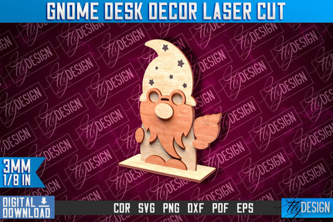 Gnome Desk Decor Laser Cut | Gnome Laser Cut Design | CNC File SVG Fly Design 