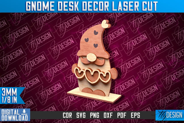 Gnome Desk Decor Laser Cut | Gnome Laser Cut Design | CNC File SVG Fly Design 