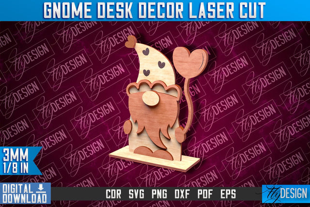 Gnome Desk Decor Laser Cut | Gnome Laser Cut Design | CNC File SVG Fly Design 