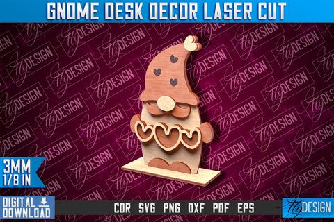 Gnome Desk Decor Laser Cut | Gnome Laser Cut Design | CNC File SVG Fly Design 