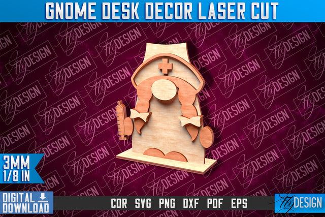Gnome Desk Decor Laser Cut | Gnome Laser Cut Design | CNC File SVG Fly Design 