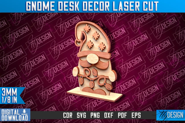 Gnome Desk Decor Laser Cut | Gnome Laser Cut Design | CNC File SVG Fly Design 