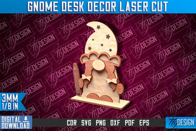 Gnome Desk Decor Laser Cut | Gnome Laser Cut Design | CNC File SVG Fly Design 