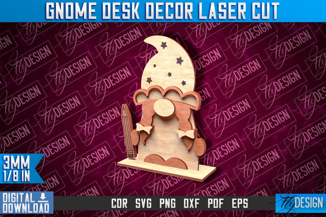 Gnome Desk Decor Laser Cut | Gnome Laser Cut Design | CNC File SVG Fly Design 