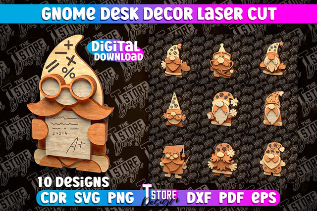 Gnome Desk Decor Laser Cut | Gnome Laser Cut Design | CNC File SVG The T Store Design 
