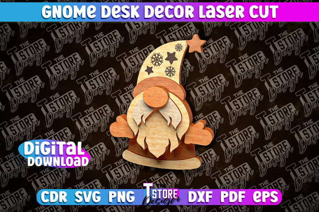 Gnome Desk Decor Laser Cut | Gnome Laser Cut Design | CNC File SVG The T Store Design 
