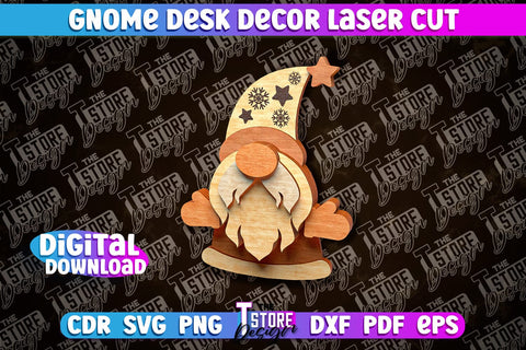 Gnome Desk Decor Laser Cut | Gnome Laser Cut Design | CNC File SVG The T Store Design 