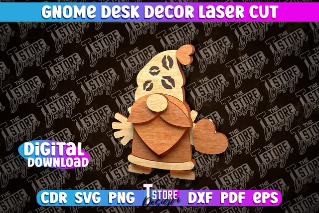 Gnome Desk Decor Laser Cut | Gnome Laser Cut Design | CNC File SVG The T Store Design 