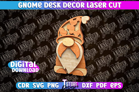 Gnome Desk Decor Laser Cut | Gnome Laser Cut Design | CNC File SVG The T Store Design 