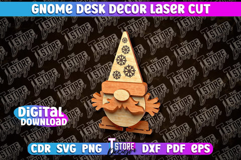 Gnome Desk Decor Laser Cut | Gnome Laser Cut Design | CNC File SVG The T Store Design 