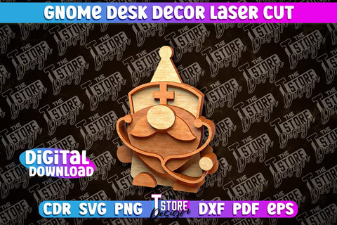 Gnome Desk Decor Laser Cut | Gnome Laser Cut Design | CNC File SVG The T Store Design 