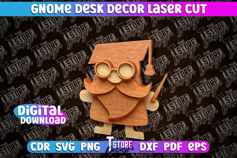 Gnome Desk Decor Laser Cut | Gnome Laser Cut Design | CNC File SVG The T Store Design 