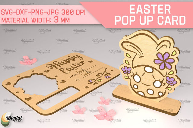 Gnome Easter Pop Up Card SVG. Greeting Easter Card Laser Cut SVG Evgenyia Guschina 