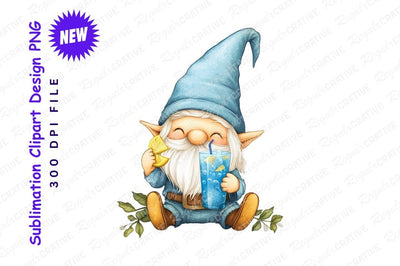 Gnome enjoying lemonade clipart png Sublimation Regulrcrative 