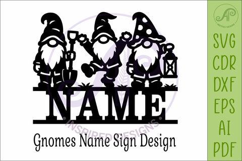 Gnome Family Garden Name Sign SVG, Gardening Gnomes Wall Art SVG APInspireddesigns 
