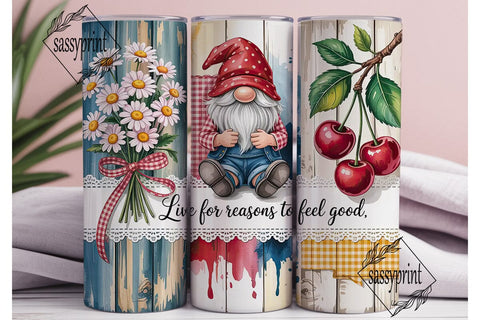 Gnome & Floral 20oz Tumbler Wrap Sublimation sassyprint 