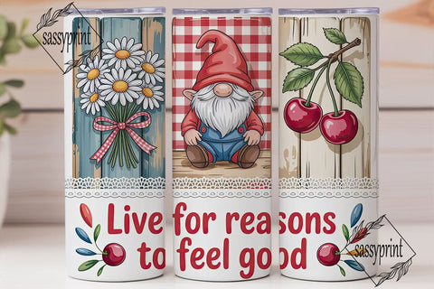 Gnome & Floral 20oz Tumbler Wrap Sublimation sassyprint 