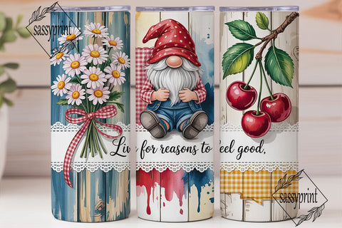 Gnome & Floral 20oz Tumbler Wrap Sublimation sassyprint 