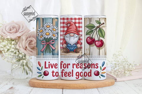 Gnome & Floral 20oz Tumbler Wrap Sublimation sassyprint 