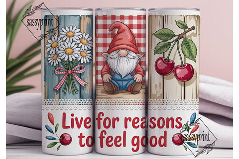 Gnome & Floral 20oz Tumbler Wrap Sublimation sassyprint 