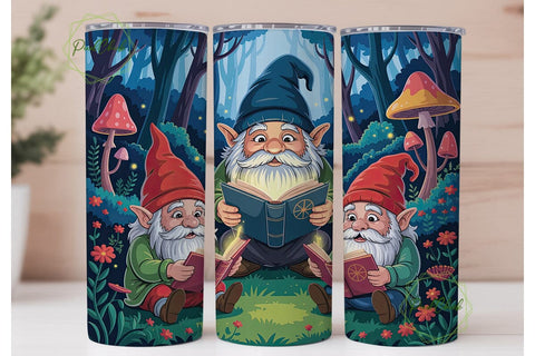 Gnome Forest Story Time 20oz Tumbler Sublimation PixelChick 
