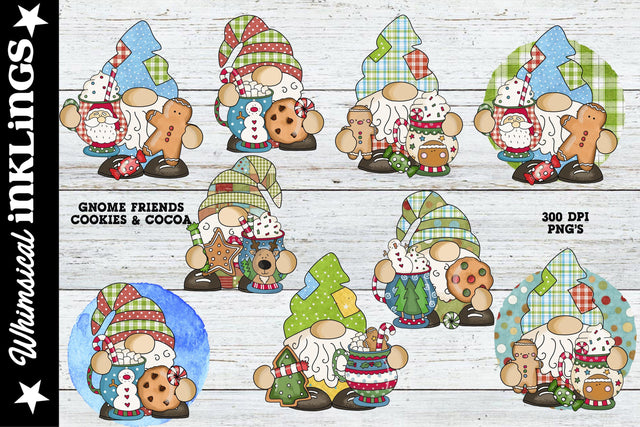Gnome Friends Cookies And Cocoa Sublimation Clipart Sublimation Whimsical Inklings 