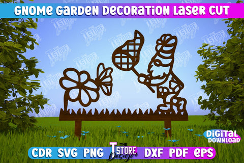 Gnome Garden Decoration Bundle | Garden Stake | Lawn Stake | Plant Stakes | CNC Files SVG The T Store Design 
