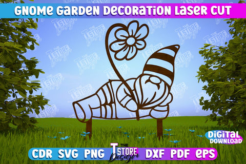 Gnome Garden Decoration Bundle | Garden Stake | Lawn Stake | Plant Stakes | CNC Files SVG The T Store Design 
