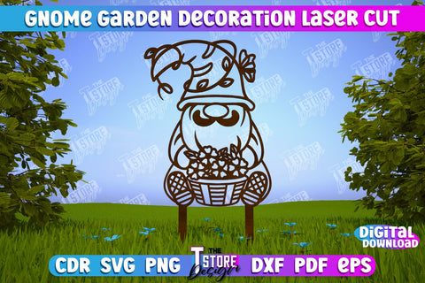 Gnome Garden Decoration Bundle | Garden Stake | Lawn Stake | Plant Stakes | CNC Files SVG The T Store Design 