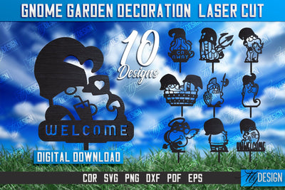 Gnome Garden Decoration Bundle | Garden Stakes | Lawn Stakes | Plant Stakes | CNC Files SVG Fly Design 