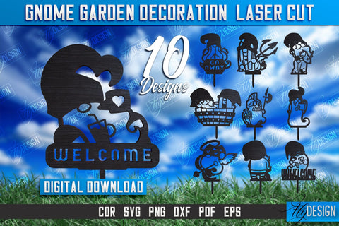 Gnome Garden Decoration Bundle | Garden Stakes | Lawn Stakes | Plant Stakes | CNC Files SVG Fly Design 